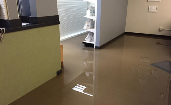 a flooded room floor