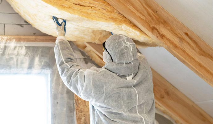 Expert team installs attic insulation to boost energy efficiency