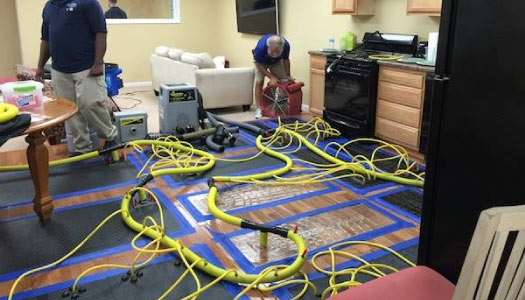 Water damage restoration with professional equipments